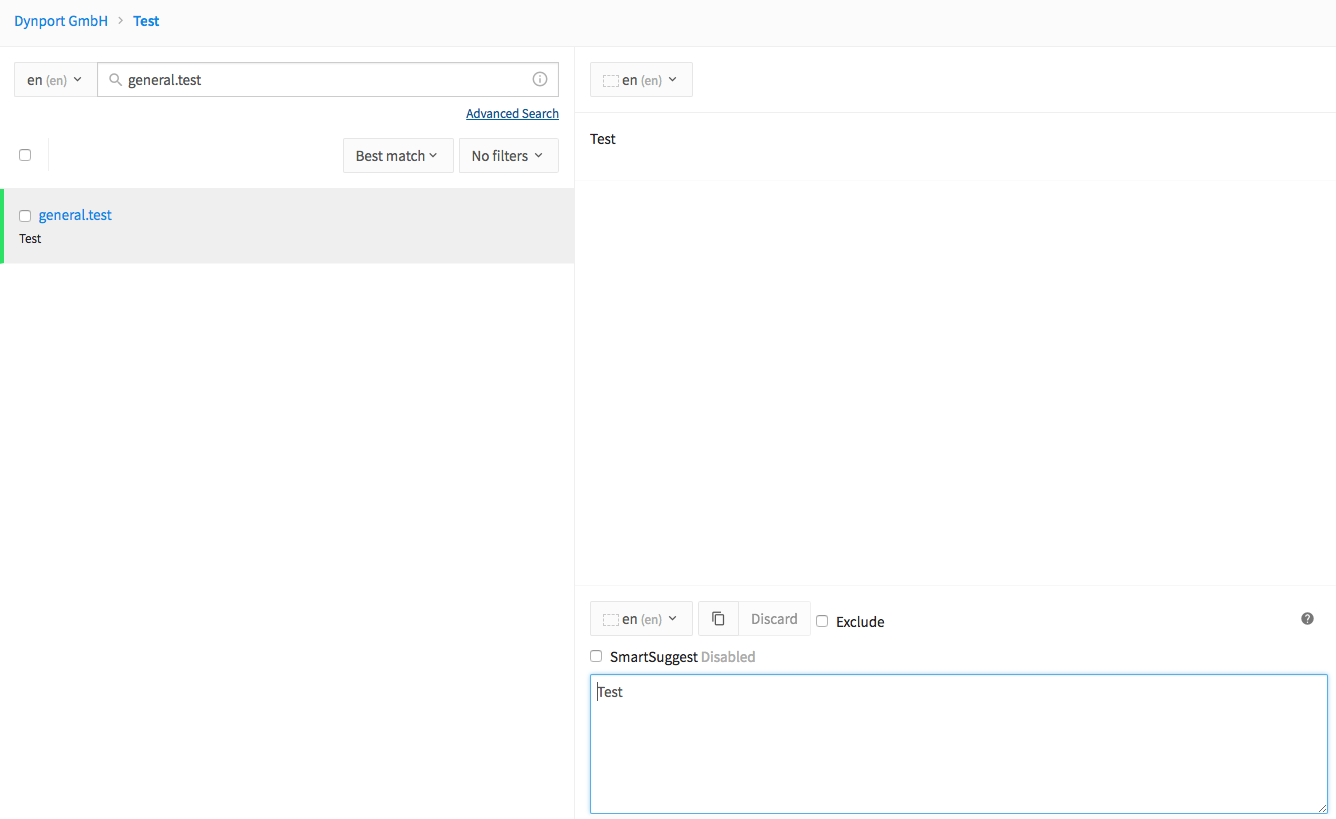 New key in dashboard | Phrase