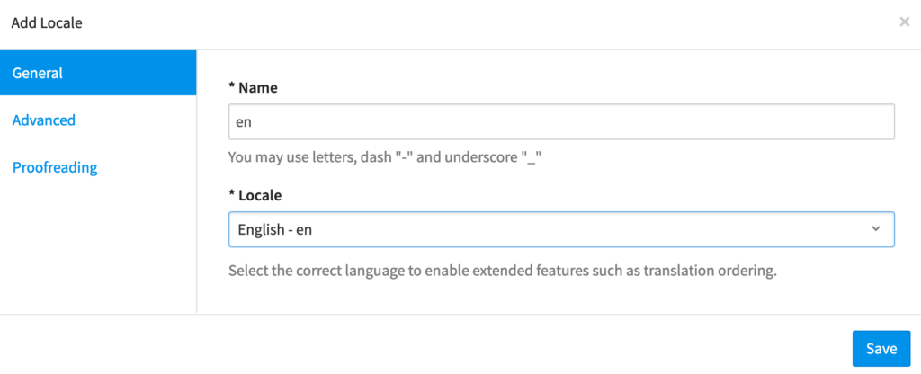 Add Locale dialog | Phrase