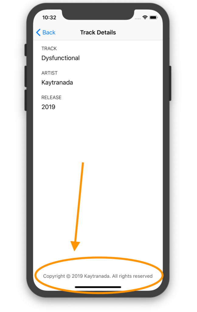 Copyright bar in demo app | Phrase