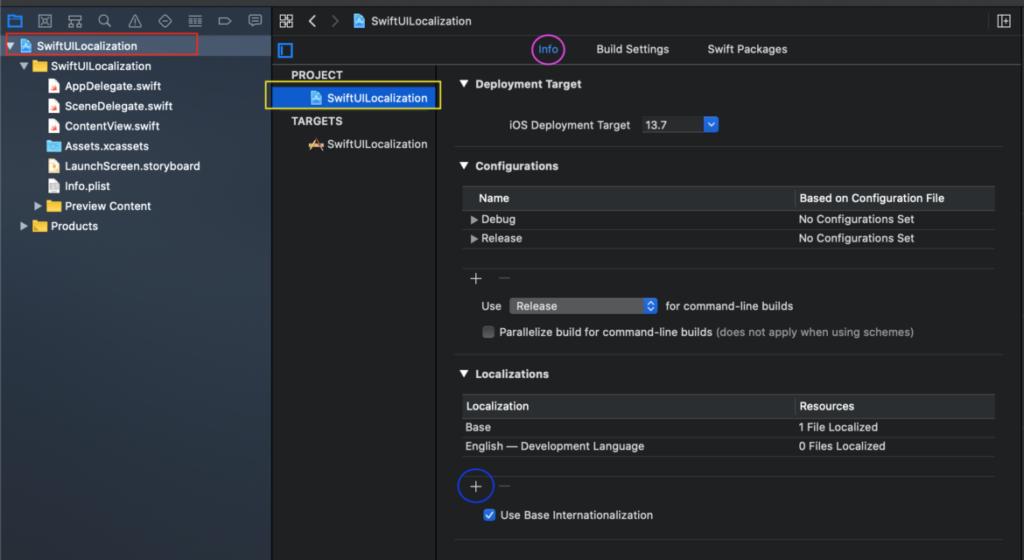 XCode Info language menu | Phrase