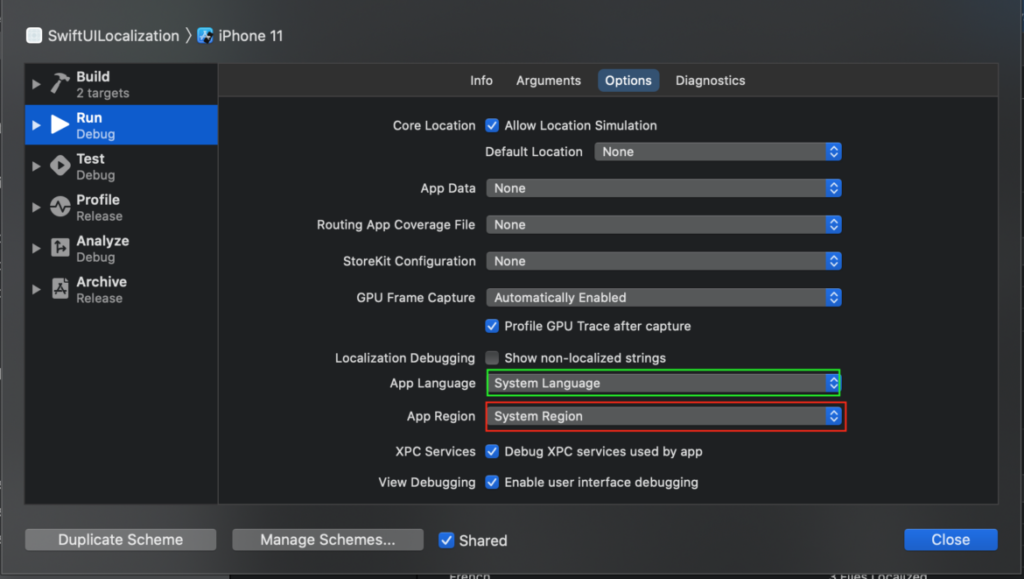 Swift UI run language settings | Phrase