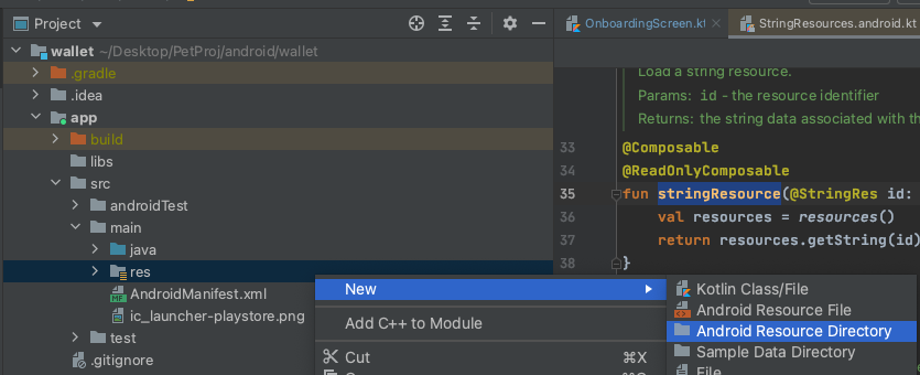 Adding new Android resource directory | Phrase
