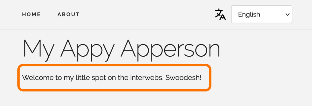 App de demostración con interpolación en inglés | Phrase
