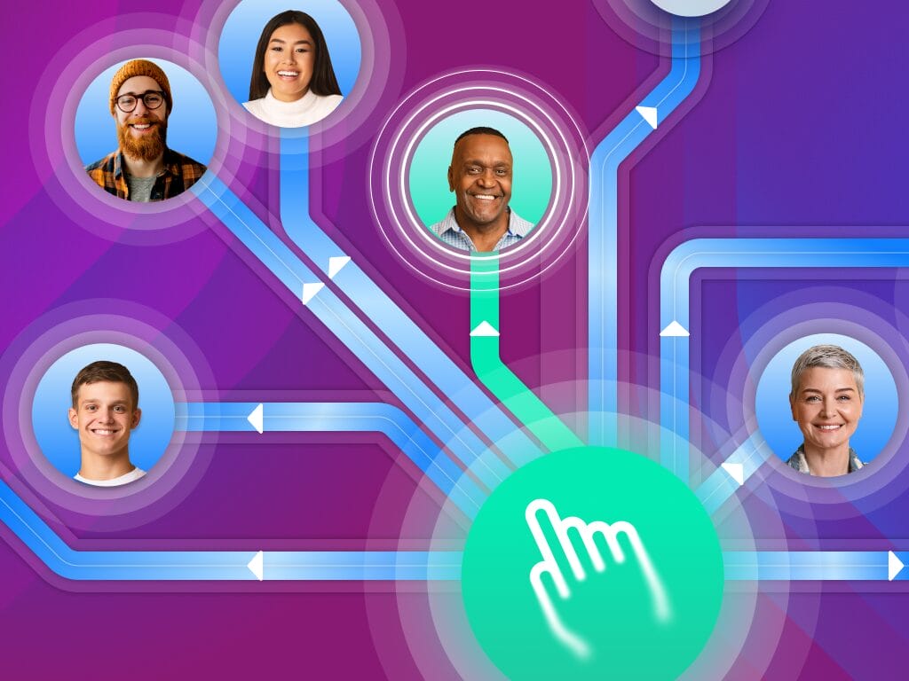 Ilustración abstracta que muestra herramientas y sistemas interconectados, simbolizando innovación independiente del proveedor e integración tecnológica flexible.